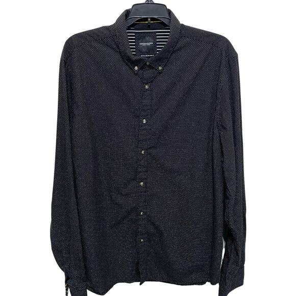 Denim & Flower Other - Denim and Flower Ricky Singh Cotton Button Down Shirt Size XXL Black White Dots